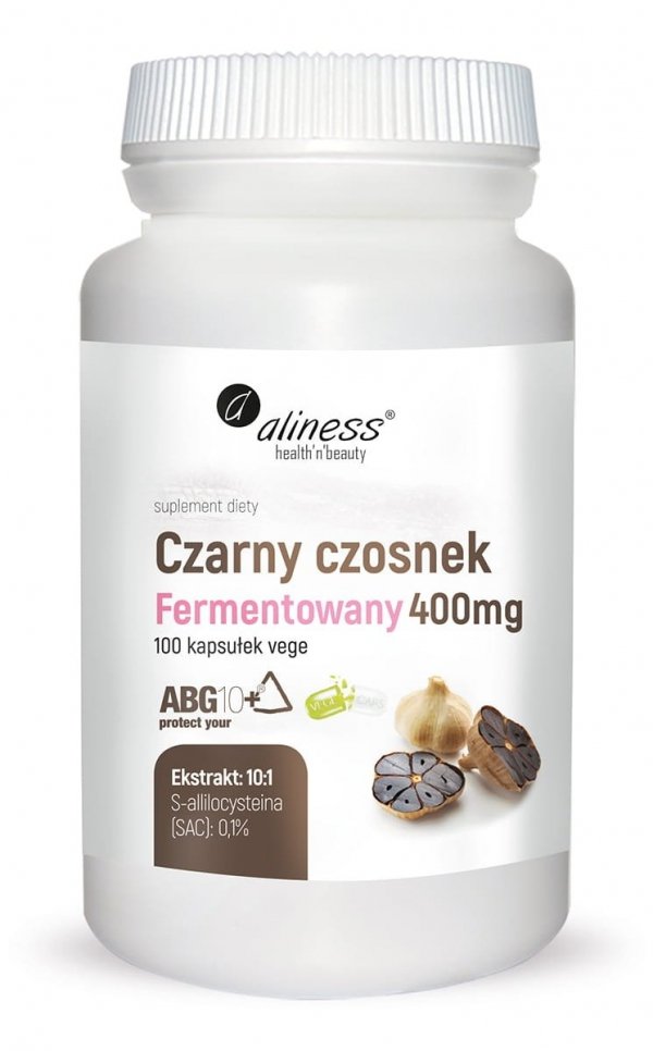 Czarny czosnek fermentowany ABG10+® 400 mg x 100 kaps Vege Aliness 