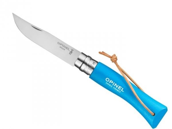 Opinel Nóż Colorama 07 Cyan rzemień 002206