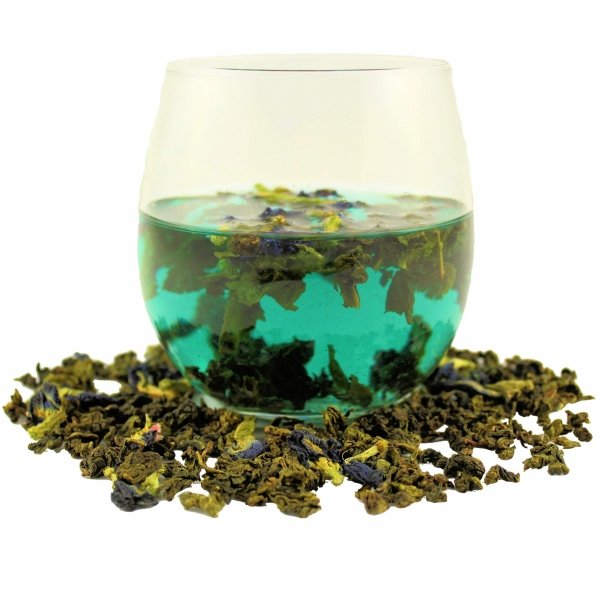 Zielona herbata Oolong z dodatkiem klitorii 50g -  Niebieski Oolong - Herbata Liściasta