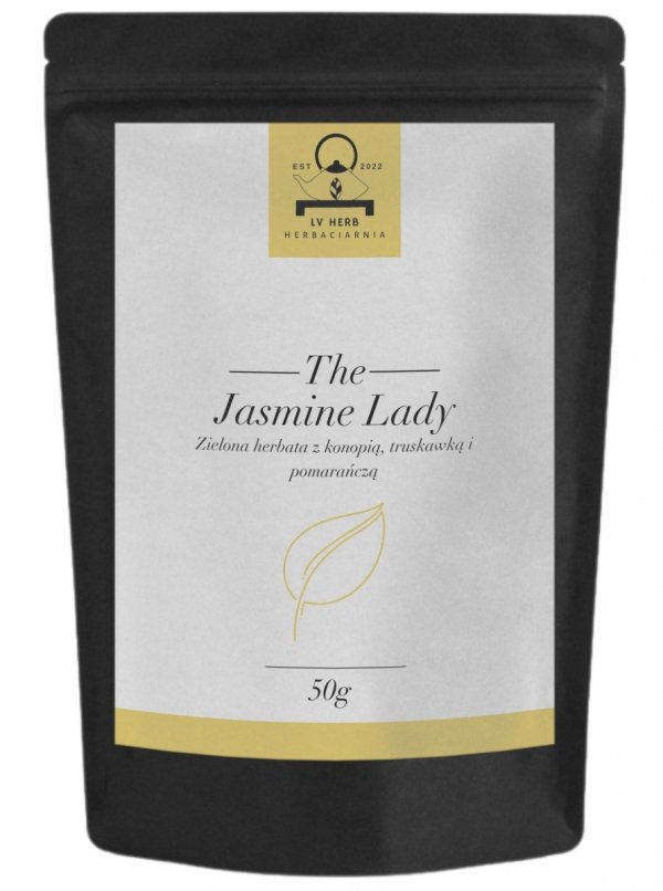 Zielona jaśminowa herbata konopna 50g - Truskawka &amp; Pomarańcza - Herbata Liściasta &quot;Jasmine Lady&quot;