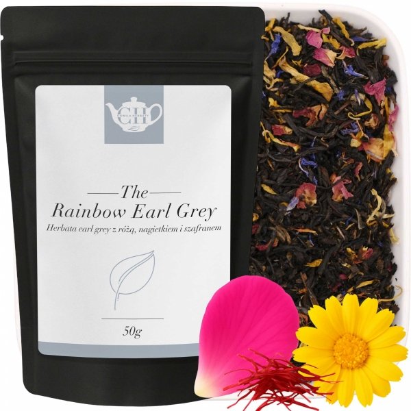 Czarna herbata Earl Grey z różą, nagietkiem i szafranem 50g - Liściasta herbata premium