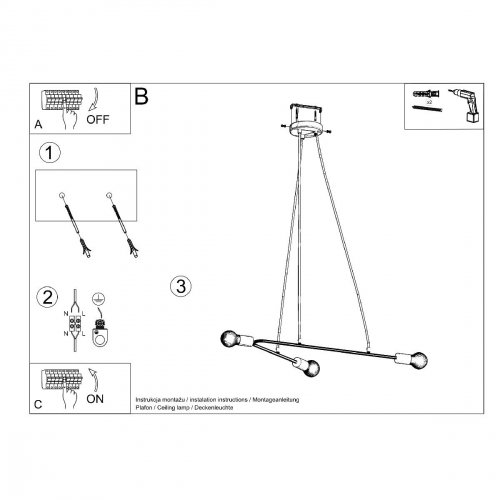Lampa wisząca ASTRAL 3 czarna