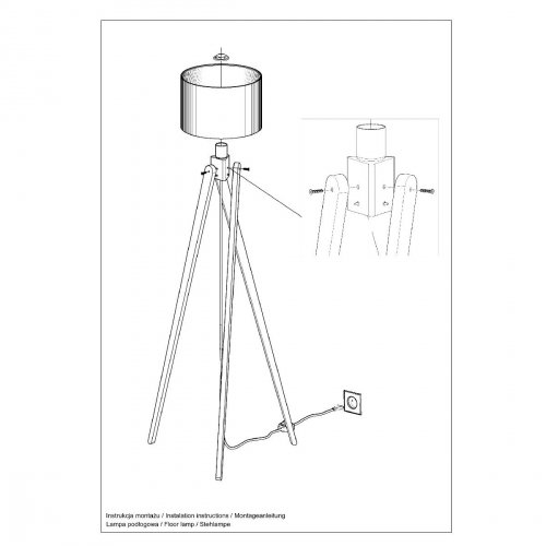 Lampa stojąca LEGNO 2 naturalne drewno 160 cm