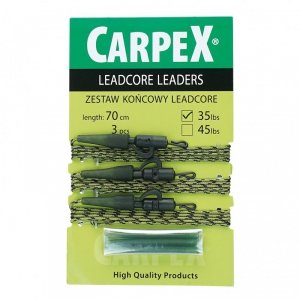 Zestaw końcowy lead core, 35LB, 70cm, 3szt. moss green snake