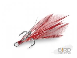 Delphin B!RD Hook TRIPLE / 3szt. czerwone pióra #6