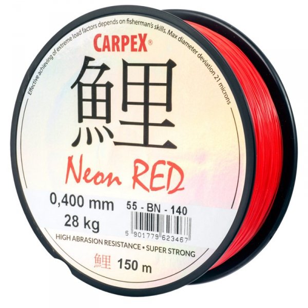 Żyłka Carpex Neon Red, 0.40mm, 150m, czerwona