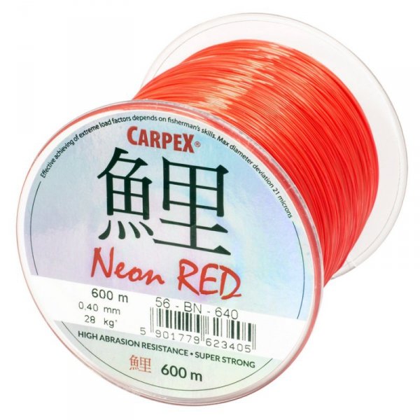 Żyłka Carpex Neon Red, 0.28mm, 600m, czerwona