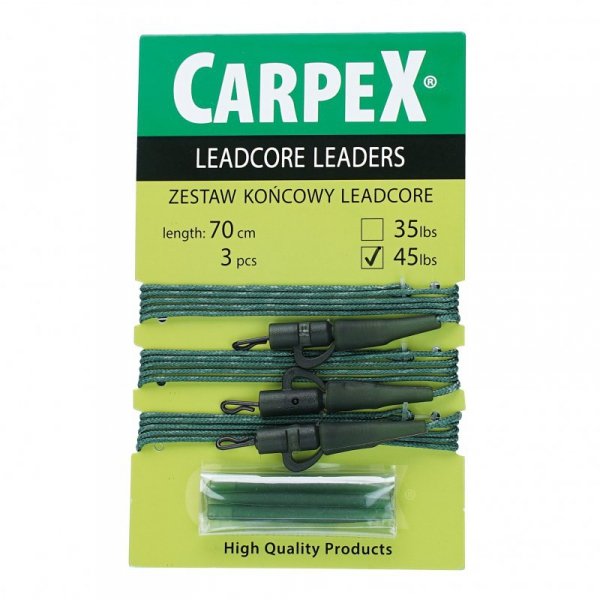 Zestaw końcowy lead core, 35LB, 70cm, 3szt. green