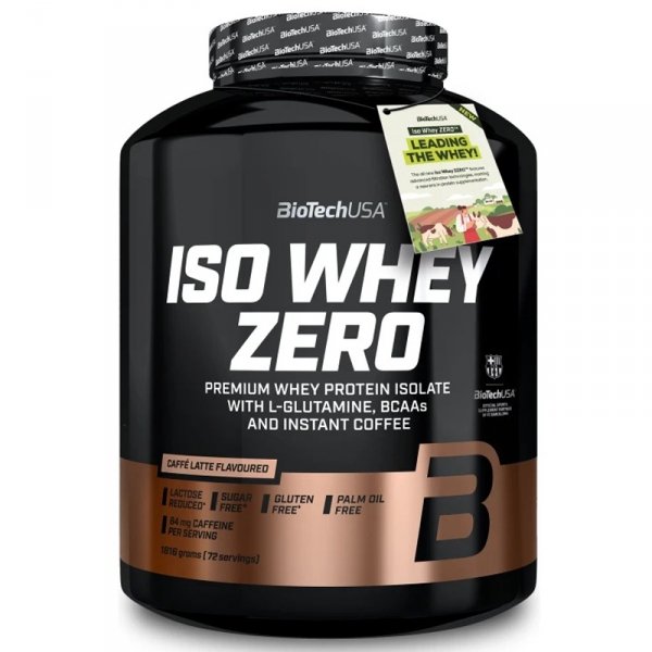 BioTech USA Iso Whey Zero izolat białka serwatkowego z kofeiną (caffe latte) - 1,816kg 