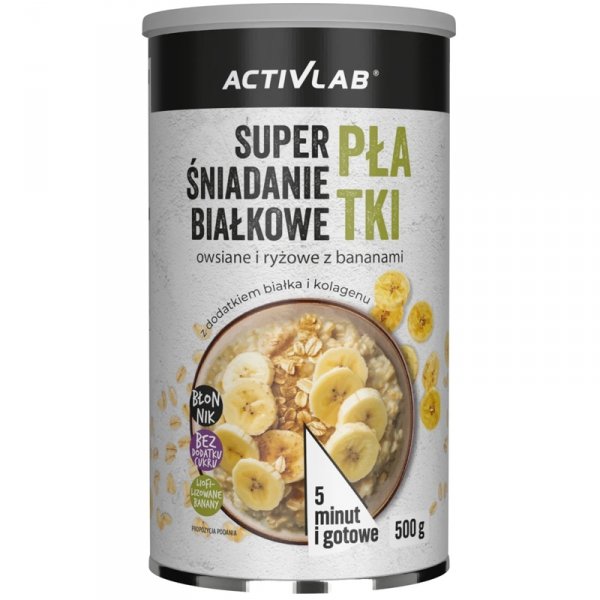 Activlab Super Śniadanie płatki owsiane i ryżowe z bananami - 500g