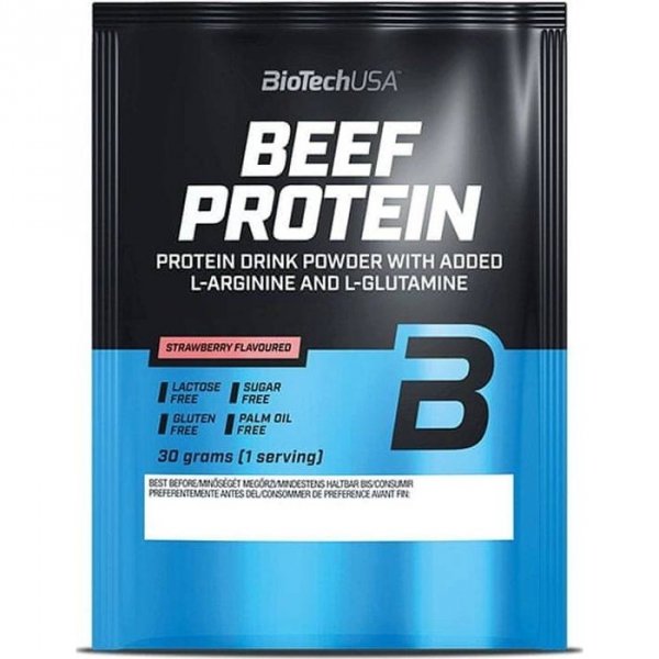BioTech USA Beef Protein białko wołowe (truskawka) - 30g