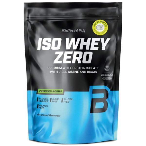 BioTech USA Iso Whey Zero izolat białka serwatkowego (pistacje) - 454g