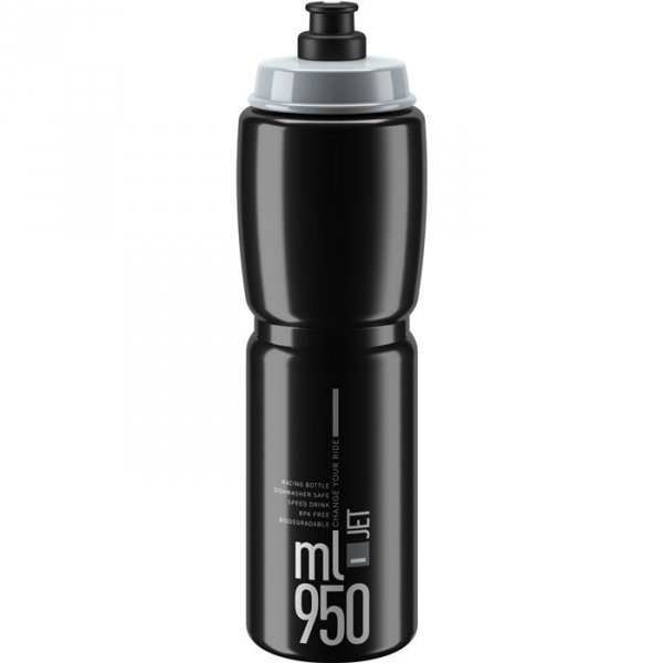 Elite Jet Plus bidon z klapką (czarny szare logo) - 950ml