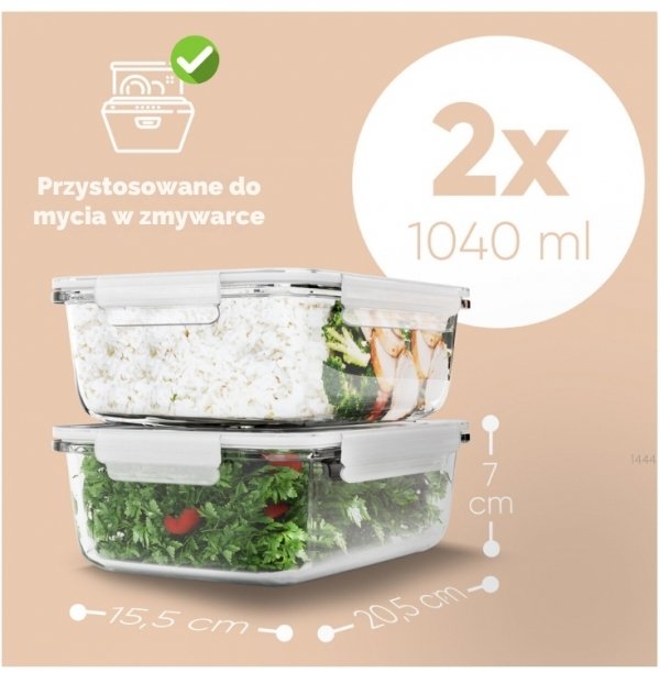 Szklane pojemniki do przechowywania żywności 2x Classbach C-FHD 4024 G