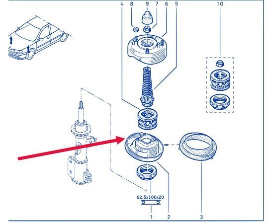 NEUF Rondelle de ressort de suspension avant  Renault ESPACE III LAGUNA I , 7700822908