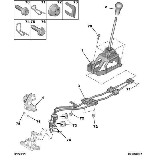 Levier de vitesses d'origine Citroën Peugeot C1/107, 2400AG, 2400.AG