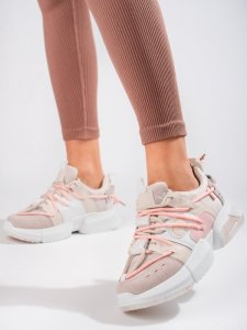 Różowe sneakersy damskie Shelovet ze ściągaczem
