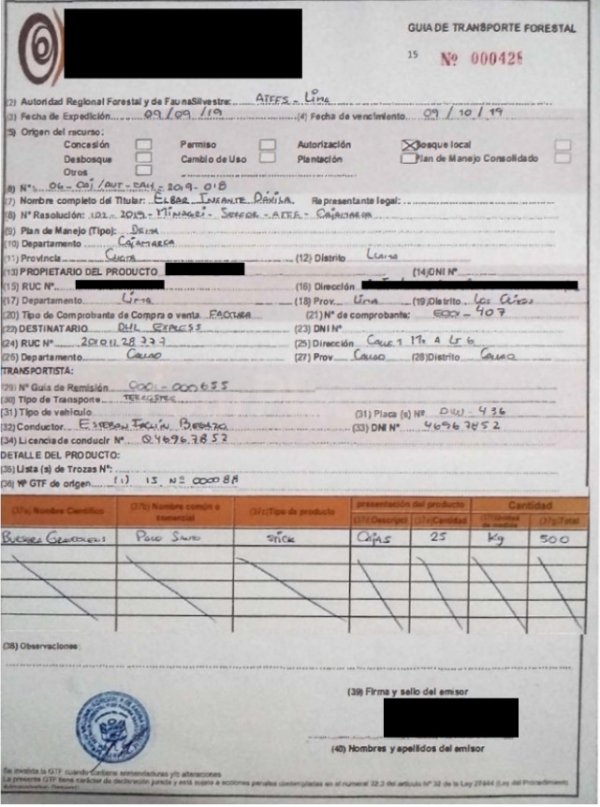 Certyfikat SERFOR dla Palo Santo