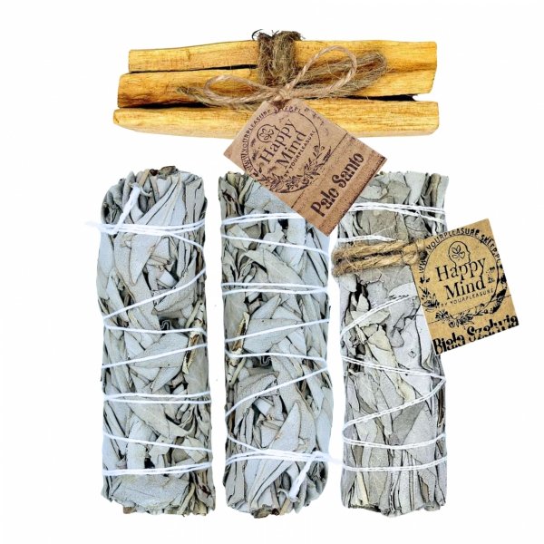 Naturalne kadzidła Palo Santo i Biała Szałwia - idealne do oczyszczania i relaksu