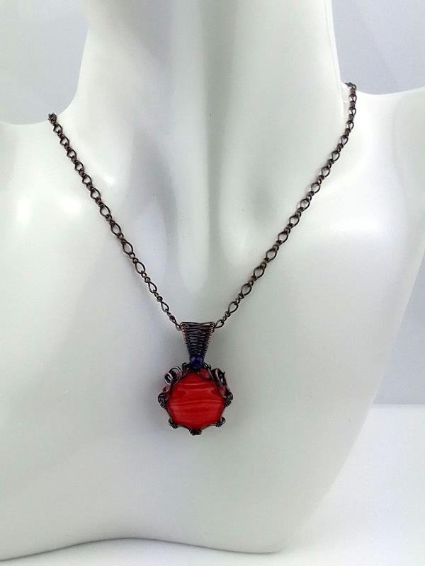 Agat  - zawieszka miedziana 3.7x2.4 cm, znak Byka, łańcuszek miedziany z przedłużką