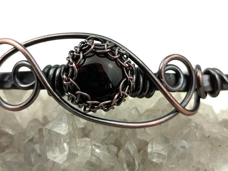 Bransoletka miedziana z czarnym onyksem - część środkowa