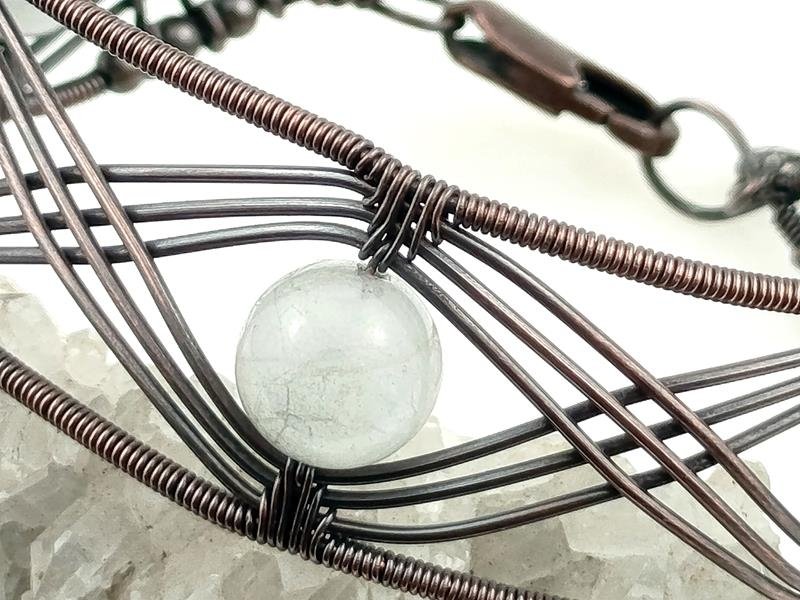 Prezent z okazji 19 rocznicy ślubu - bransoletka miedziana z akwamarynem