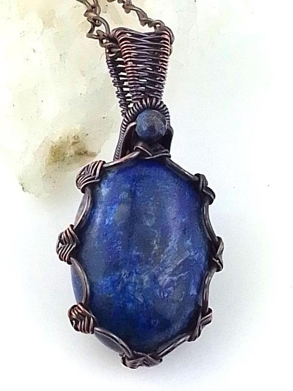 Jaspis i lapis lazuli - zawieszka miedziana 4.3x2.1 cm, znak Barana 