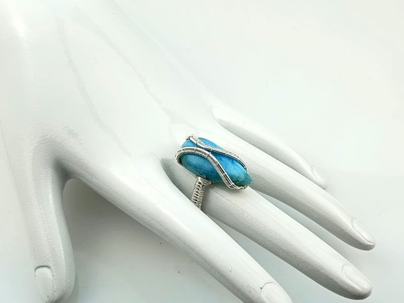 Larimar  – pierścionek Ag999 dla numerologicznej 6, 9 i 11