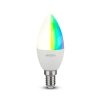 Żarówka LED SMART WiFi V-TAC 4.8W E14 Świeczka TUYA Alexa Google Home VT-5114-N RGB+2700K-6400K 450lm