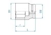 NASADKA DŁUGA UDAROWA 1 CALOWA 1-11/16 x 90mm, 6-kąt King Tony