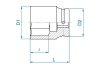 NASADKA DŁUGA UDAROWA 1 CALOWA 1-7/8 x 95mm, 6-kąt King Tony