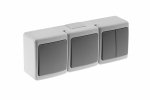 Wyłącznik BETA potrójny, 2x jednobiegunowy i świecznikowy, szary, IP44, D.3614WWW2, Pawbol
