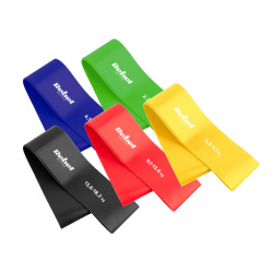 Zestaw gum do ćwiczeń lateksowy - Mini Band L, 2.3-18.2 kg, 5 gum, kolorowy,  REBEL ACTIVE