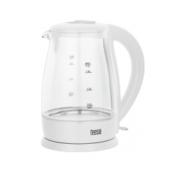 Czajnik elektryczny TEESA, szklany, 2200 W, biały, 1,7 L