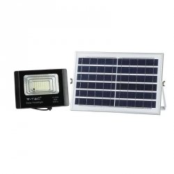 Naświetlacz LED solarny V-TAC 12W czarny IP65 pilot timer VT-25W 6000K 550lm