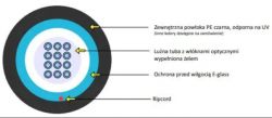 Kabel optyczny zewnętrzny EmiterNet A-DQ(BN)2Y 12E 9/125 G.657A1 AE00 PE