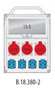 Rozdzielnica budowlana erbetka R-BOX 380 13S: 2x32A/5P, 1x16A/5P, 4x250V, 400V, IP44 B.18.380-2 Pawbol
