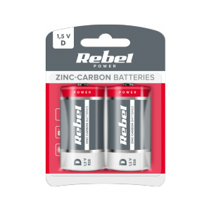 Baterie cynkowo węglowe REBEL R20 2szt/bl