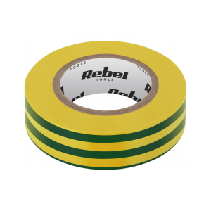 Taśma izolacyjna klejąca REBEL (0,13 mm x 19 mm x 10 yd) żółto-zielona
