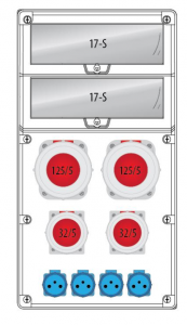Rozdzielnica R-BOX 740 34S: 2x125A/5P, 2x32A/5P, 4x250V, 400V, IP65, B.18.740-10_IP65, Pawbol