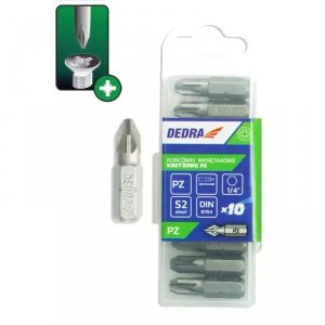Końcówki wkrętakowe Pozidriv PZ2x25mm, 10szt pudełko plast