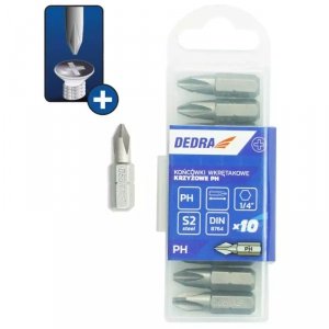 Końcówki wkrętakowe Phillips PH0x25mm, 10szt pudełko plast