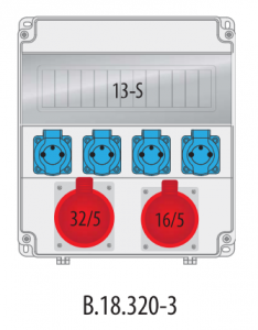 Rozdzielnica budowlana erbetka  R-BOX LUX 320 13S: 1x32A/5P, 1x16A/5P, 4x250V, 400V, IP44 B.18.320-3 Pawbol