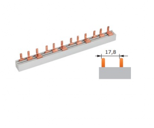 Szyna prądowa łączeniowa 3-fazowa, sztyftowa, S-12, 16mm2, 100A, 400V, E.4316/12SZ, Pawbol