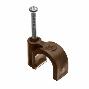 Uchwyt kablowy z gwoździem, fi10mm, okrągły, brązowy, 25szt, H.7008B -25 Pawbol