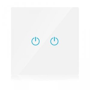 Włącznik Szklany SMART WiFi V-TAC Podwójny Biały Amazon Alexa, Google Home, Nest VT-5004