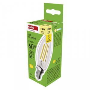 Żarówka LED Filament świeczka / E14 / 5,9 W (60 W) / 806 lm / ciepła biel