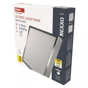 Panel LED natynkowy NEXXO, kwadrat, srebrny, 28,5W, CCT