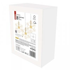 Dekoracje - 8 LED sople śnieżynki 45x84 cm ciepła biel, IP44