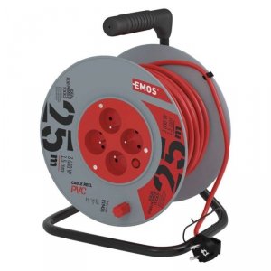 Przedłużacz bębnowy 25 m / 4 gniazda / czerwony / PVC / 230 V / 1,5 mm2